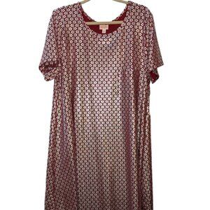 LulaRoe Carly Elegant Silver Red Metallic Foil Flare Bottom Dress Nwt NEW Sz 3X